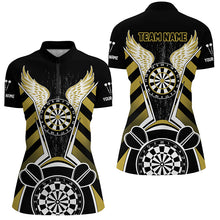 Load image into Gallery viewer, Personalized Black Yellow Darts Board Wings Jerseys Custom Dart Shirts For Women Funny Darts Outfit TDM2931