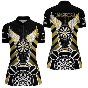 Personalized Black Yellow Darts Board Wings Jerseys Custom Dart Shirts For Women Funny Darts Outfit TDM2931