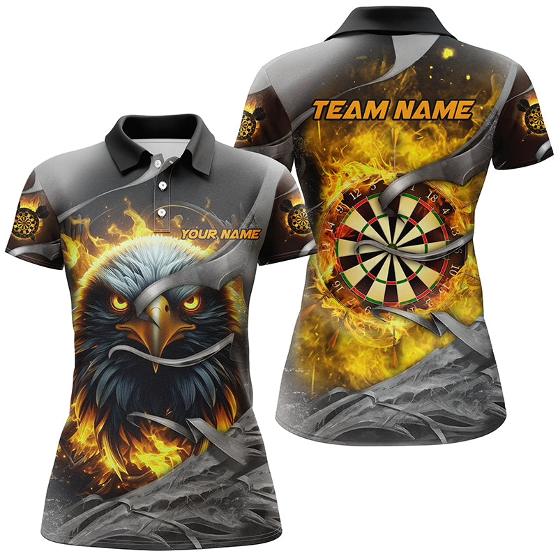 Darts Board Fire Custom Eagle Dart Shirts For Women, 3D Printed Dart League Team Jerseys |Yellow TDM2933