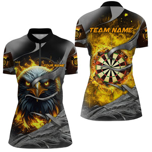 Darts Board Fire Custom Eagle Dart Shirts For Women, 3D Printed Dart League Team Jerseys |Yellow TDM2933