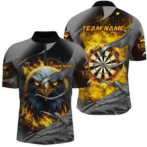 Darts Board Fire Custom Eagle Dart Shirts For Men, 3D Printed Dart League Team Jerseys |Yellow TDM2933