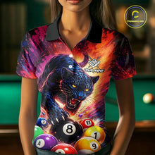 Load image into Gallery viewer, Colorful Billiard Balls Panther 8 Ball Pool Shirt For Women Custom Billiard Jersey Polo &amp; 1/4 Zip TDM5669