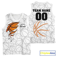 Load image into Gallery viewer, Personalized White Basketball Shirt Custom Name And Number Basketball Team Jersey Player Outfit TDM5674