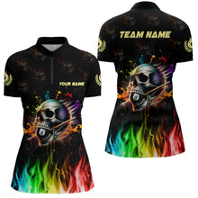 Load image into Gallery viewer, Funny Billiard Colorful Skull Personalized Women Quarter-Zip Shirts Billiard Attire For Team TDM1066