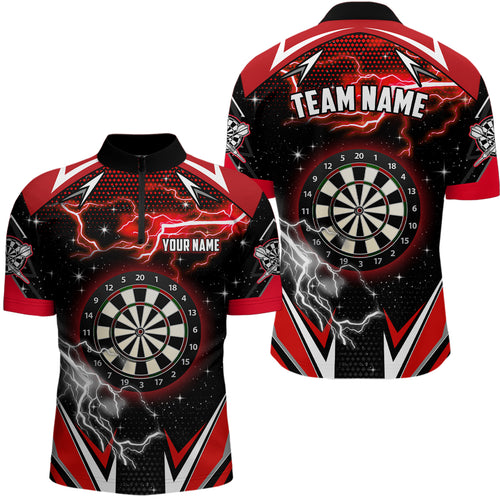 Customized Thunder Lightning Red Dart Jerseys Men Quarter-Zip Shirts Team League Dart Shirts TDM1192