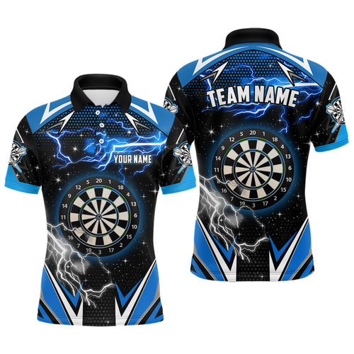 Personalized Thunder Lightning Blue Dart Jerseys Polo Shirts For Men Custom Team League Dart Shirts TDM1193