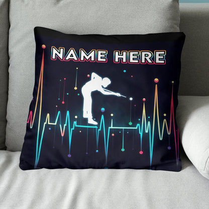 Funny Colorful Heartbeat Billiard Player Throw Pillow Custom Pool Throw Pillow TDM0893