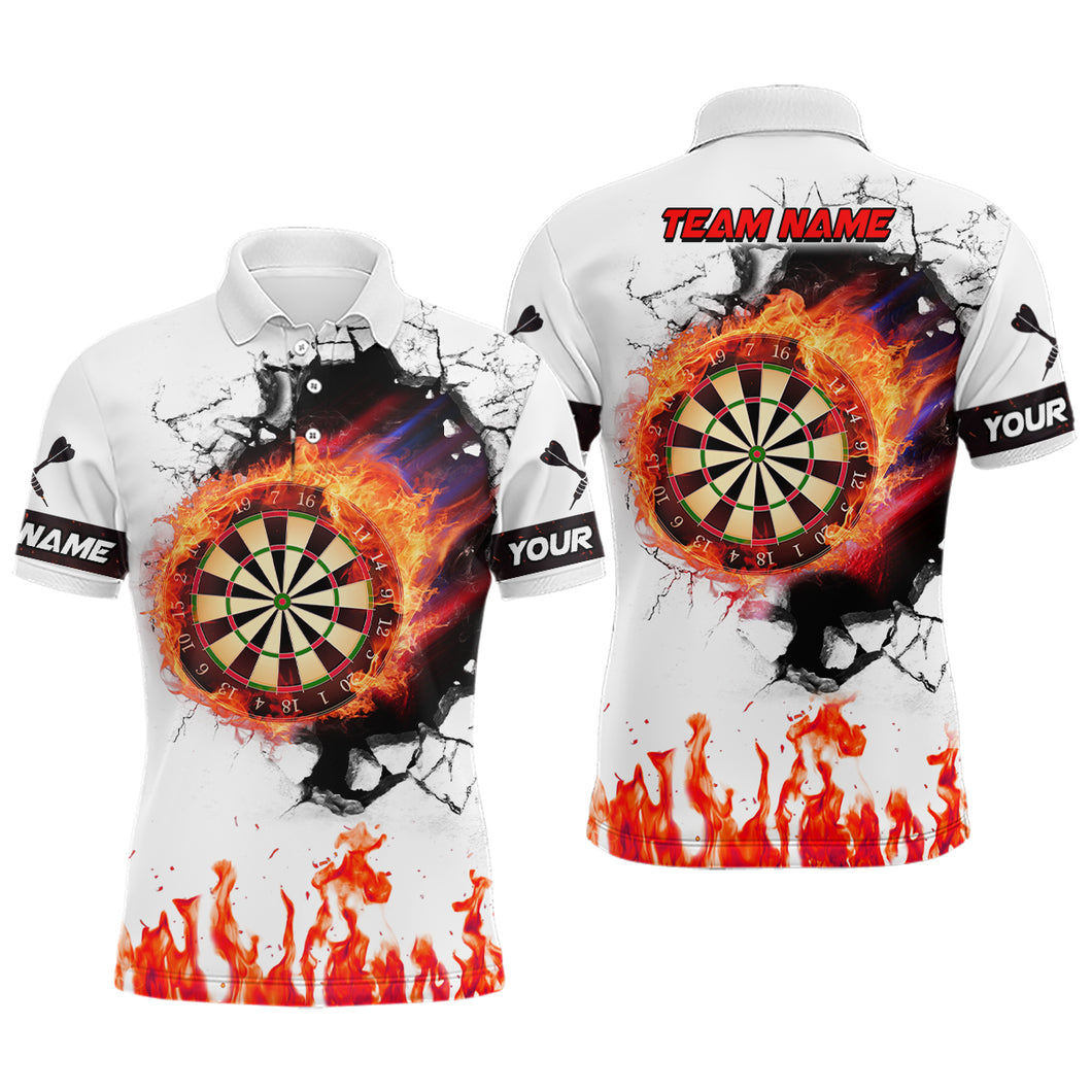 Orange Dartboard Fire Flame 3D Dart Polo Shirts Custom Darts Shirts For Men Darts Team Shirts TDM1391