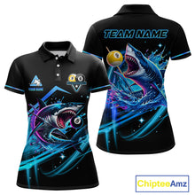 Load image into Gallery viewer, Blue 8 Ball &amp; 9 Ball Pool Billiard Shark Polo &amp; Quarter Zip For Women Custom Team Billiard Jerseys TDM3853