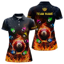 Load image into Gallery viewer, Personalized Colorful 8 Ball Fire 3D Women Polo &amp; Quarter-Zip Shirts, Team League Billiard Jerseys TDM1770