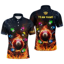 Load image into Gallery viewer, Personalized Colorful 8 Ball Fire 3D Men Polo &amp; Quarter-Zip Shirts, Team League Billiard Jerseys TDM1770
