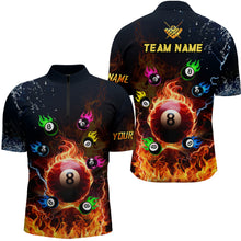 Load image into Gallery viewer, Personalized Colorful 8 Ball Fire 3D Men Polo &amp; Quarter-Zip Shirts, Team League Billiard Jerseys TDM1770