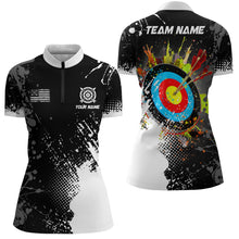 Load image into Gallery viewer, Personalized Paint White 3D Target Archery Women Polo &amp; Quarter-Zip Shirts, Archery Jerseys Attires TDM1969