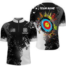 Load image into Gallery viewer, Personalized Paint White 3D Target Archery Men Polo &amp; Quarter-Zip Shirts, Archery Jerseys Attires TDM1969
