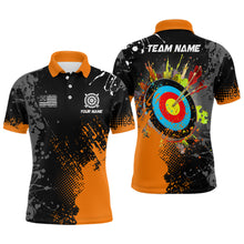 Load image into Gallery viewer, Personalized Paint Orange 3D Target Archery Men Polo &amp; Quarter-Zip Shirts, Archery Jerseys Attires TDM1970