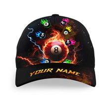 Load image into Gallery viewer, Personalized Colorful 8 Ball Fire 3D Printed Billiard Baseball Cap, Top Hat Billiard For Pool Player TDM2165