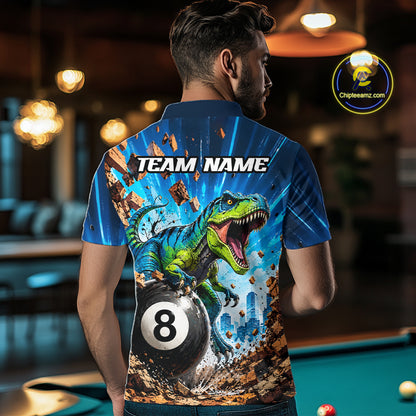 Personalized Dinosaur Funny 8 Ball Billiard Shirt For Men Custom Billiard Jersey, Pool Player Gift TDM7168