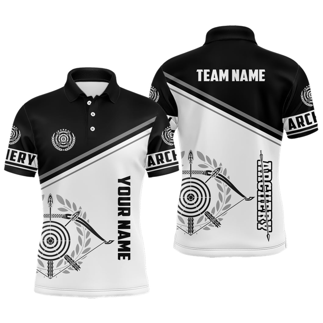 Personalized Black White Archery Bow 3D Polo Shirts For Men Custom Archery Team Uniform Shirts TDM0519