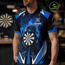 Load image into Gallery viewer, Funny Dartboard Blue Flaming Darts Shirt For Men Custom Darts Jersey Team Polo &amp; Quarter Zip TDM5386