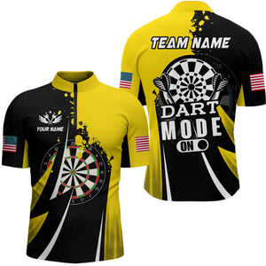 Personalized Yellow Dart Mode On Men Darts Polo & Quarter-Zip Shirt Custom Darts Jersey Team Shirts TDM1654