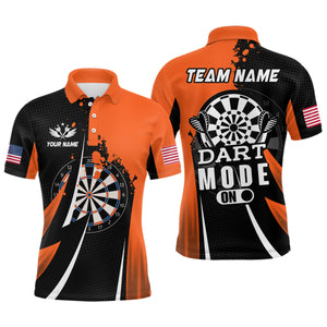 Personalized Orange Dart Mode On Men Darts Polo & Quarter-Zip Shirt Custom Darts Jersey Team Shirts TDM1652