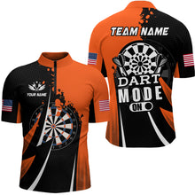 Load image into Gallery viewer, Personalized Orange Dart Mode On Men Darts Polo &amp; Quarter-Zip Shirt Custom Darts Jersey Team Shirts TDM1652