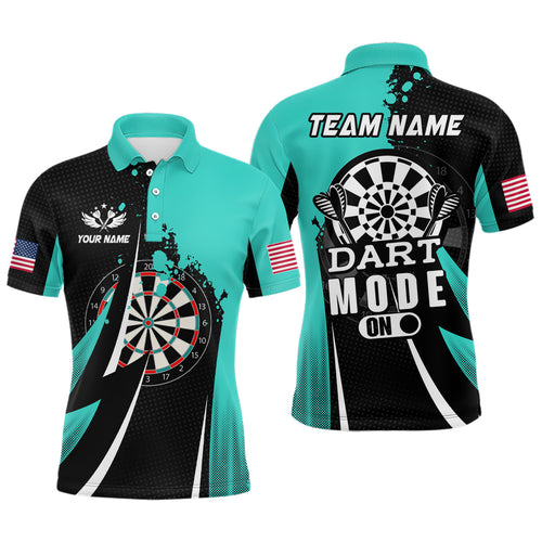 Personalized Turquoise Dart Mode On Men Polo & Quarter-Zip Shirt Custom Darts Jersey Team Shirts TDM1653