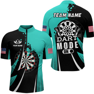 Personalized Turquoise Dart Mode On Men Polo & Quarter-Zip Shirt Custom Darts Jersey Team Shirts TDM1653