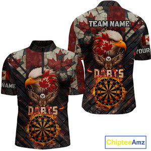 Canada Flag 3D Dartboard Fire Flame Custom Eagle Darts Shirt For Men, Patriotic Darts Team Jersey TDM4148