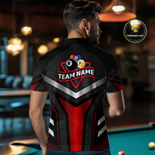 Load image into Gallery viewer, Personalized Billiard 8 Ball &amp; 9 Ball Pool Polo, 1/4 Zip For Men Custom Team Billiard Jerseys |Red TDM4152