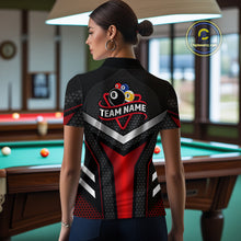 Load image into Gallery viewer, Personalized Billiard 8 Ball &amp; 9 Ball Pool Polo, 1/4 Zip For Women Custom Team Billiard Jerseys |Red TDM4152