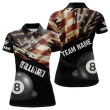 Load image into Gallery viewer, Personalized Retro American Flag 8 Ball Billiard Shirts For Women Custom Patriotic Billiard Jerseys TDM2176