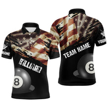 Load image into Gallery viewer, Personalized Retro American Flag 8 Ball Billiard Shirts For Men Custom Patriotic Billiard Jerseys TDM2176