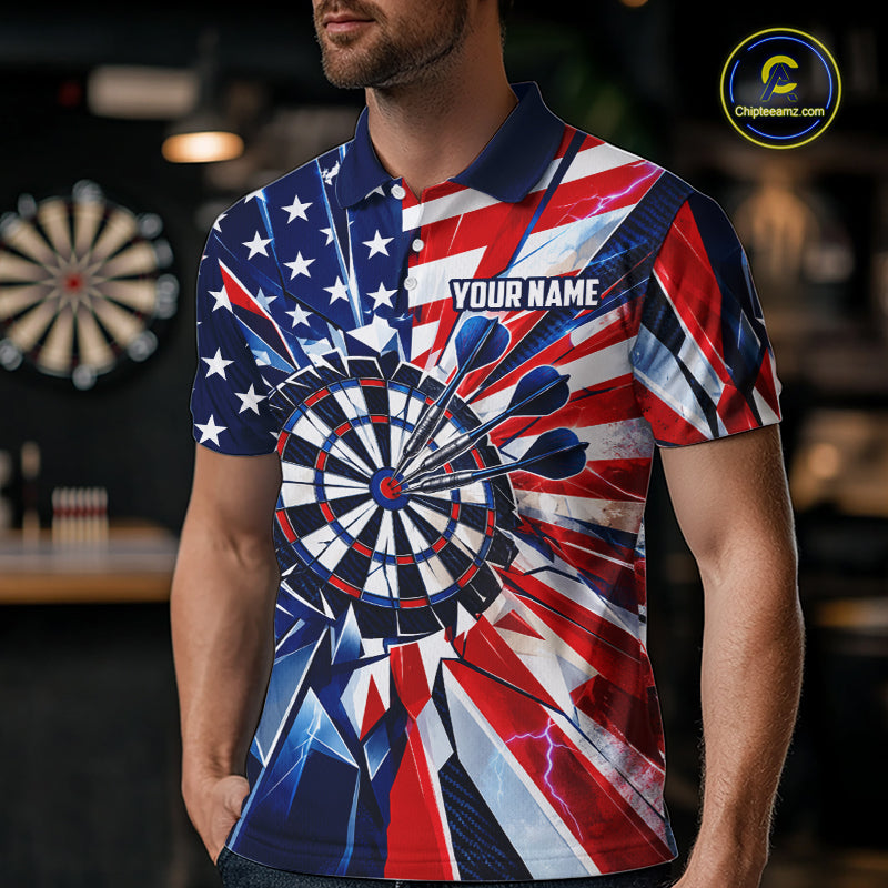 American Flag Aim Shoot Swear Repeat Darts Shirt For Men Custom Patriotic Dart League Team Jersey TDM7813