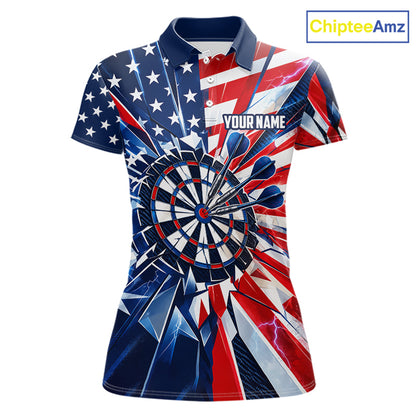 American Flag Aim Shoot Swear Repeat Darts Shirt For Women Custom Patriotic Dart League Team Jersey TDM7813