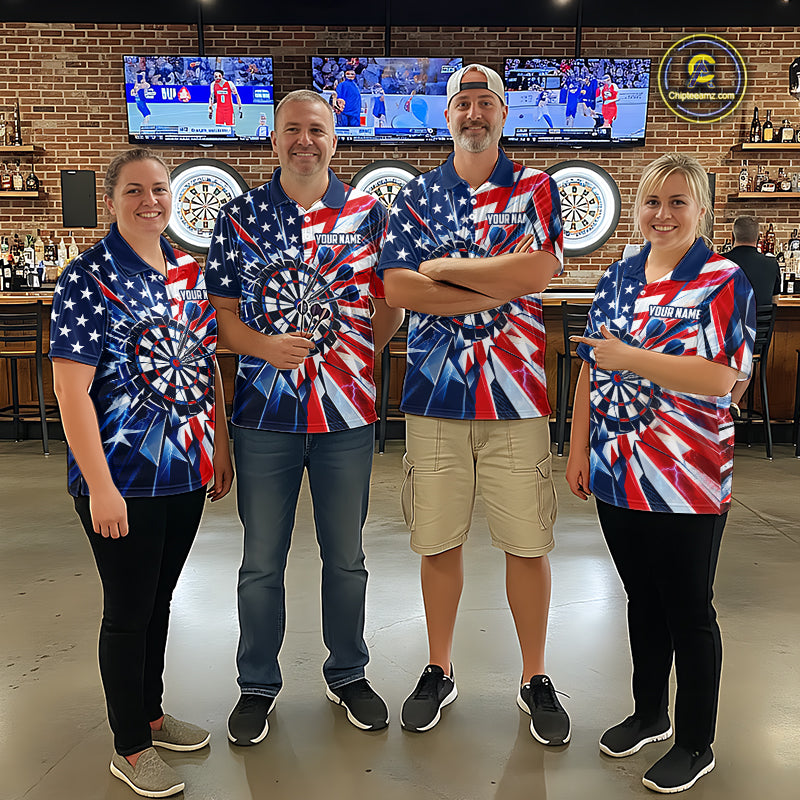 American Flag Aim Shoot Swear Repeat Darts Shirt For Men Custom Patriotic Dart League Team Jersey TDM7813