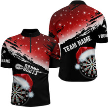 Load image into Gallery viewer, Black And Red Santa Darts Board Custom Christmas Dart Shirts For Men, Funny Xmas Dart Jerseys TDM2953