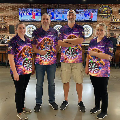 Colorful Thunder Lightning Tiger Darts Shirt For Women Custom Darts Jersey Team Polo & 1/4 Zip TDM5686