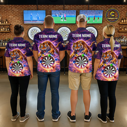 Colorful Thunder Lightning Tiger Darts Shirt For Women Custom Darts Jersey Team Polo & 1/4 Zip TDM5686