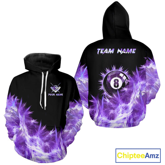 Purple Icy Light 8 Ball Pool Hoodie For Men And Women Custom Billiard Hoodie Team Jersey TDM5690