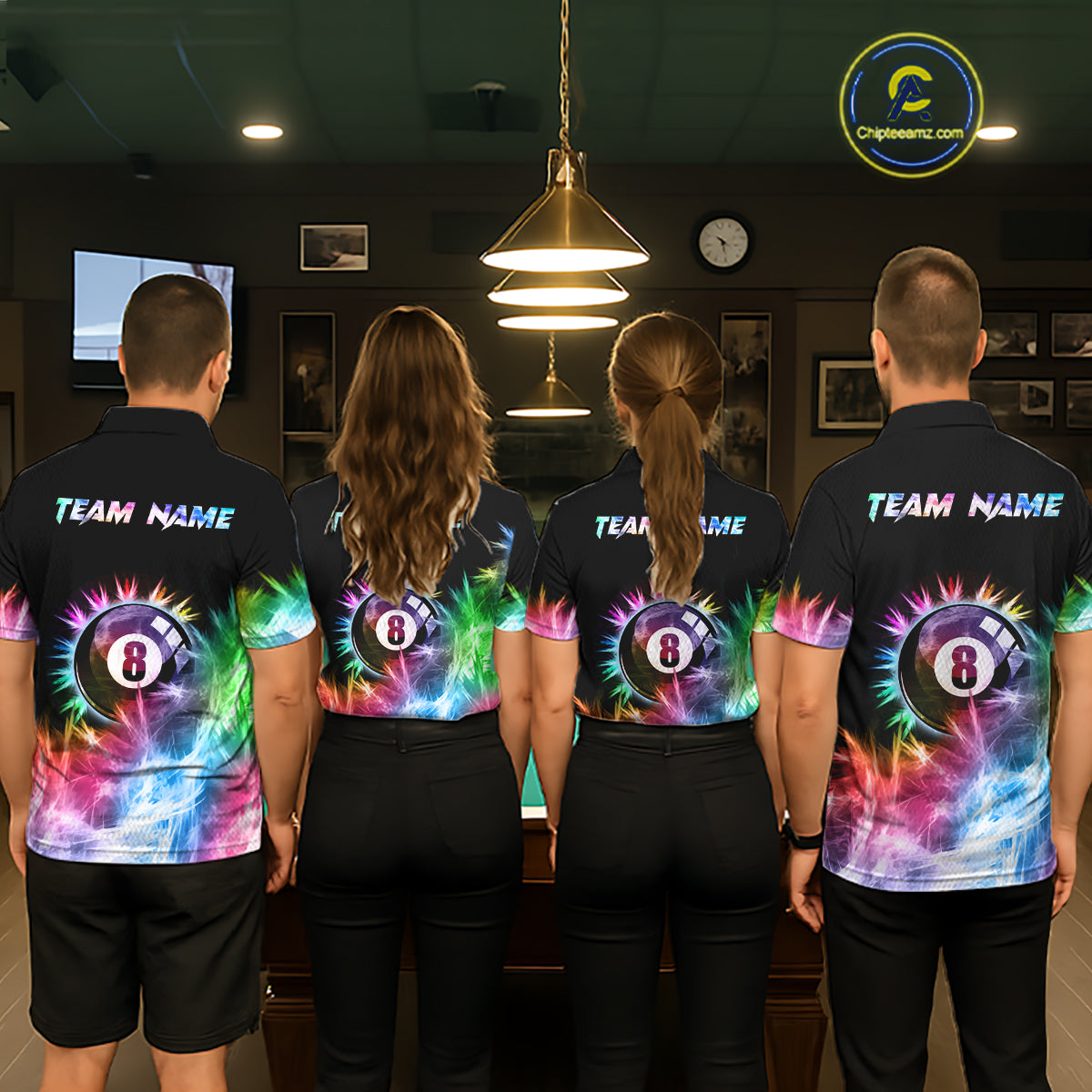 Colorful 8 Ball Pool Icy Light Billiard Polo & Quarter Zip For Men Custom Billiard Team Jerseys TDM5691
