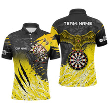 Load image into Gallery viewer, Personalized Yellow Black Eagle Dartboard Dart Polo &amp; Quarter Zip For Men Custom Team Dart Jerseys TDM3521