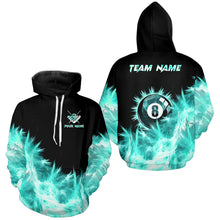 Load image into Gallery viewer, Turquoise Icy Light 8 Ball Pool Hoodie For Men And Women Custom Billiard Hoodie Team Jersey TDM5689