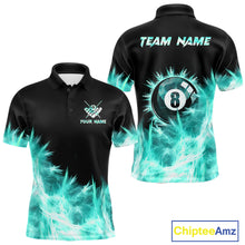 Load image into Gallery viewer, Turquoise Icy Light 8 Ball Pool Billiard Polo &amp; 1/4 Zip For Men Custom Billiard Team Jerseys  TDM5689