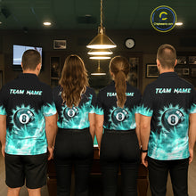 Load image into Gallery viewer, Turquoise Icy Light 8 Ball Pool Billiard Polo &amp; 1/4 Zip For Men Custom Billiard Team Jerseys  TDM5689