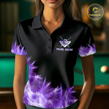 Load image into Gallery viewer, Purple Icy Light 8 Ball Pool Billiard Polo &amp; Quarter Zip For Women Custom Billiard Team Jerseys TDM5690