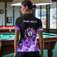 Load image into Gallery viewer, Purple Icy Light 8 Ball Pool Billiard Polo &amp; Quarter Zip For Women Custom Billiard Team Jerseys TDM5690