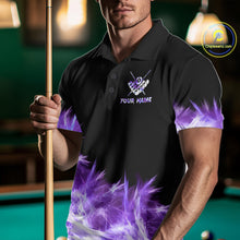 Load image into Gallery viewer, Purple Icy Light 8 Ball Pool Billiard Polo &amp; Quarter Zip For Men Custom Billiard Team Jerseys TDM5690