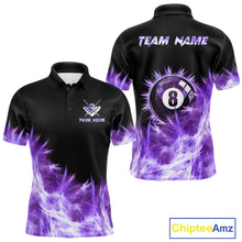 Load image into Gallery viewer, Purple Icy Light 8 Ball Pool Billiard Polo &amp; Quarter Zip For Men Custom Billiard Team Jerseys TDM5690