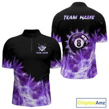 Load image into Gallery viewer, Purple Icy Light 8 Ball Pool Billiard Polo &amp; Quarter Zip For Men Custom Billiard Team Jerseys TDM5690